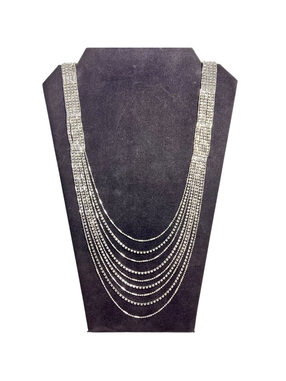 Cescabelle Silver Tone And Crystal Extra Long Necklace (6344)